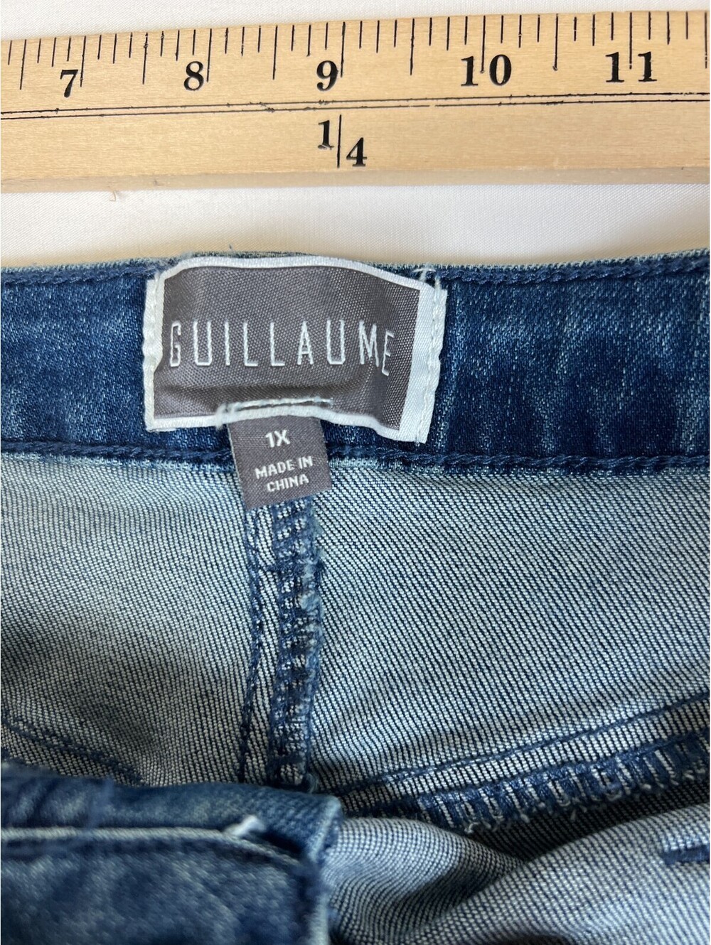 Guillaume Women's Plus 1X Blue Wide Leg Denim Jeans Stretch Mid Rise Pants - Picture 6 of 10